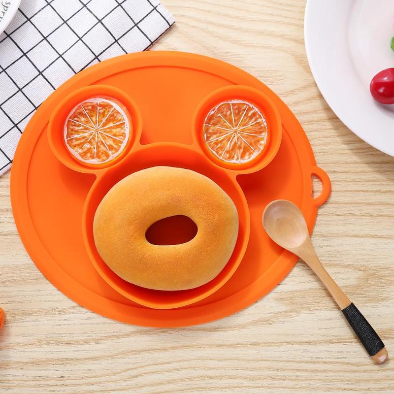 Plato de silicona para bebé con forma de pata de oso de dibujos animados, platos de cena para niños, vajilla de entrenamiento con ventosa para niños, cuencos de alimentación para niños