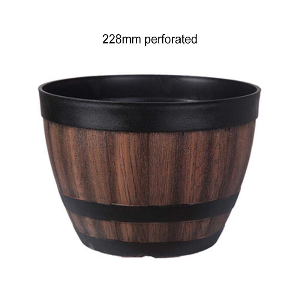 Harpiks whisky tønde urtepotte rund plantekasse vintage stil indendørs udendørs havehave gårdhave el: Stil 3