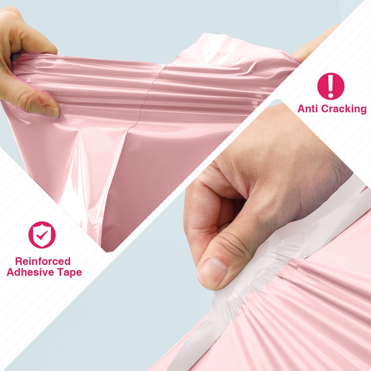 100 Stks/partijen Licht Roze verzendzakken Koerier Tassen Mailing Tassen Tassen Zelf Seal Omhult Plastic Verpakking Zak Plastic Zakken Voor Verpakking