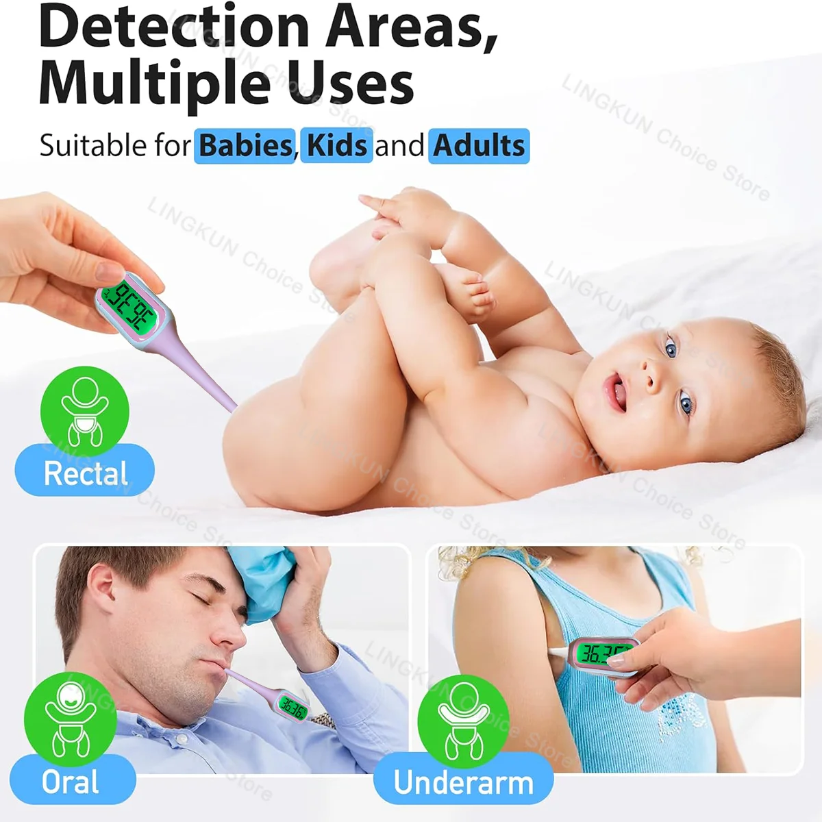 Termómetro rápido de silicona 9S para fiebre, termómetro Digital infrarrojo para el cuerpo Basal, pantalla LED de temperatura Rectal para axila Oral