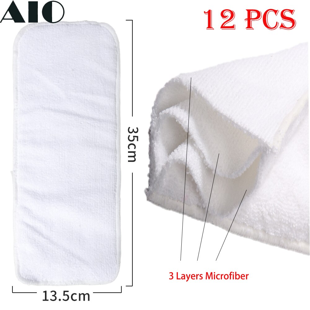 AIO Baby Nappies Microfiber Liner Fast Dry Absorbent Multilevel Cloth Diaper Inserts Washable Thick Nappy Reusable 4/10/12 pcs