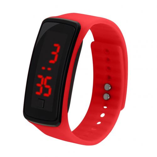 Kids Digital Watch Kids Sport Silicone Adjustable Band LED Screen Electronic Digital Wrist Watch Bracelet Clock montre enfant: Red