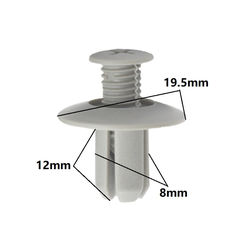 Kalili grå svart 8mm- håls auto plast stötfångare dörrskruv push-typ expanderande nitpaneler trim hållare nylon fästen clips