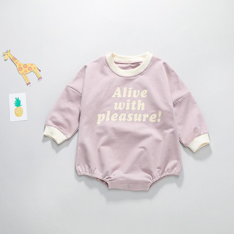 Baby pasgeboren kind baby jongen meisje katoenen lange mouwen bodysuit zonnepak outfit set kleding warm schattig eendelig: K3208 paars / 24m