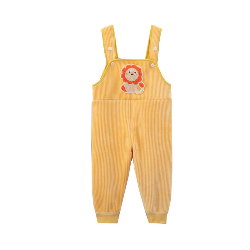 Crianças além de veludo macacão de malha outono inverno bebê bonito dos desenhos animados bib harem calças meninos meninas bolso malha macacões