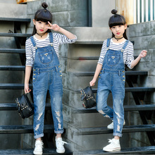 Jean déchiré pour filles, combinaison en jean pour enfants de 4-6-9-12 ans, vêtements de printemps