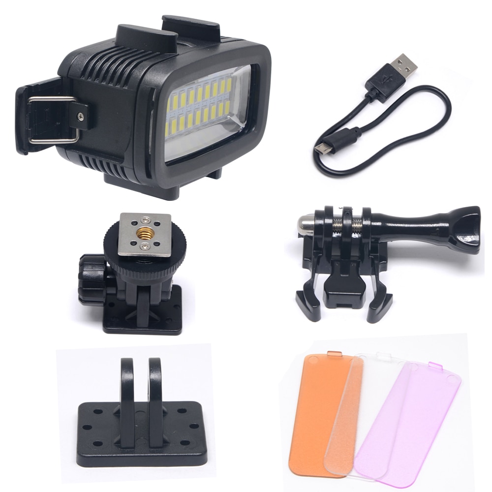 Mcoplus 20 stks led waterdichte video licht onderwater 40 m duiken lamp voor gopro dv camera htc xiaoyi sj5000 sj6000 & action Camera