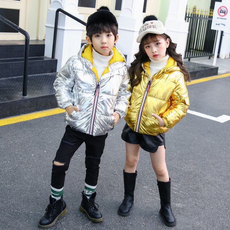 Kinderen Winter Down Jassen Voor Meisjes Kinderen Meisje Zilver Goud Jongens Casual Hooded Bovenkleding & Jas Tiener Parka Kids kleding