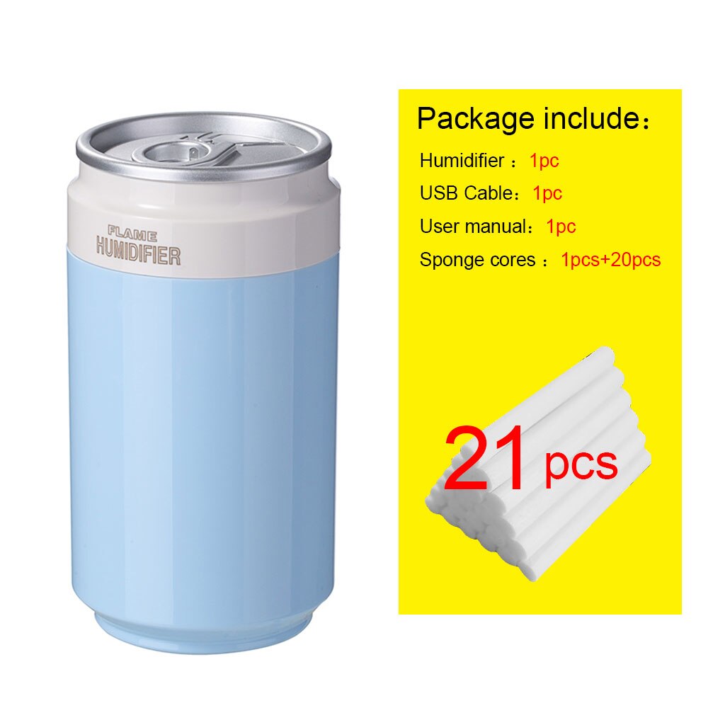 Bezprzewodowy nawilżacz powietrza sypialnia Mini wyciszenie ultradźwiękowy generator pary USB dyfuzor oczyszczacz 800mAh Rechargeabl generator chłodnej mgiełki do samochodu: Blue -21sponge core