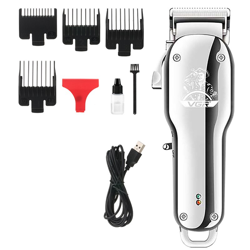 Vgr Professionele Tondeuse Kapper Cutters Elektrische Draadloze Tondeuse Gold Alle Metalen Haar Snijmachines V-678: Silver