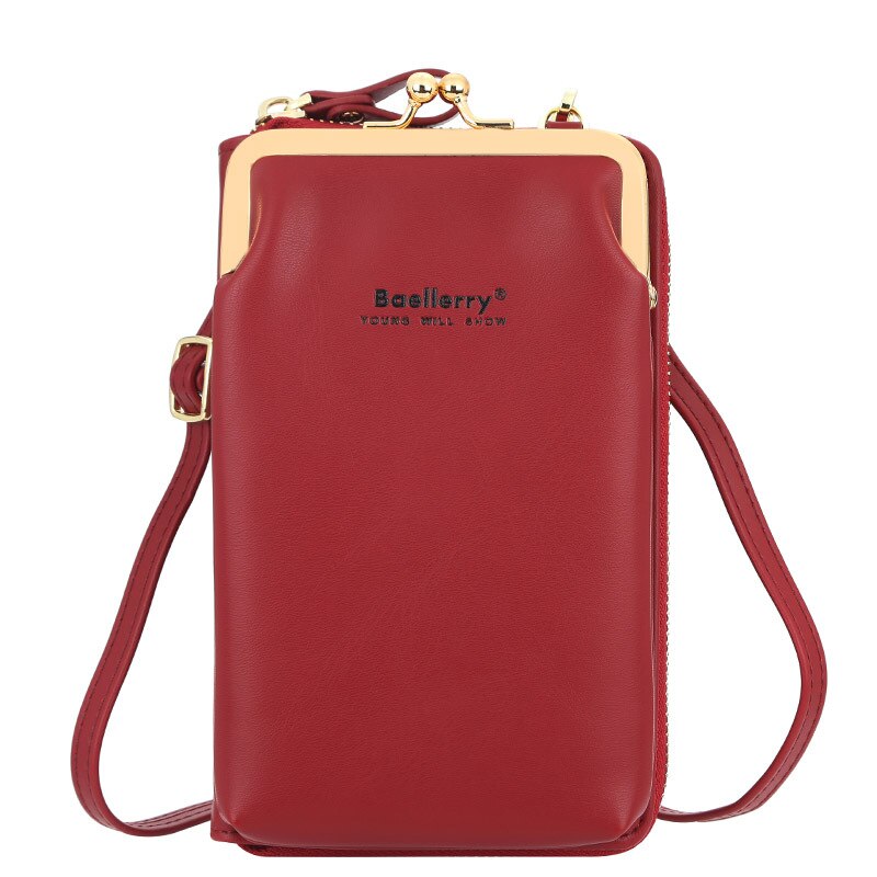 Baellerry Vrouwen Schoudertassen Multicolor Mobiele Telefoon Tassen Voor Vrouwen Effen Kleur Vrouwelijke Crossbody Tas Bolsa Messenger Handtas: wine red