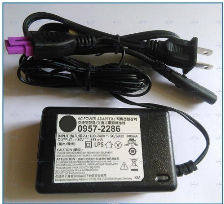 30V 333mA adaptador de alimentación de CA de 0957-2286/0957-2290 cargador para impresora HP Deskjet serie 1050, 1000, 2050, 2000, 2060 + cable de alimentación