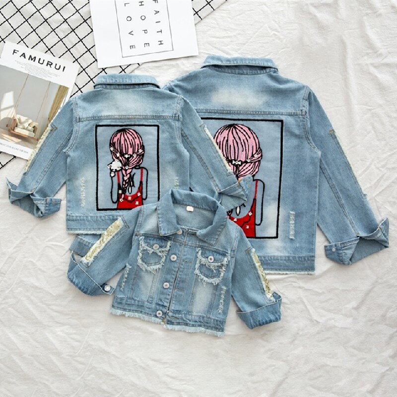 2022 ragazze giacca blu cappotto manica lunga Denim bambino capispalla per bambini primavera top abiti autunno nuovi bambini stampa giacche cappotto