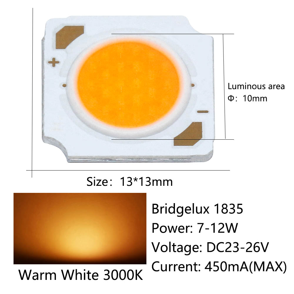 Chip LED Bridgelux Matrix de 5 uds, cuentas de lámpara de 13mm, 7-12W, 24V, 500mA, 3000K, 4000K, 6000K, accesorios de decoración de foco pequeño para el hogar