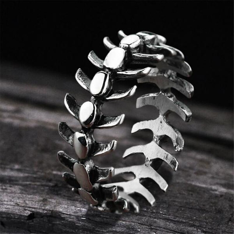 Cool Punk Stainless Steel Fishbone Ring For Man Vintage Style Classic Rvs Wedding Band Casual Sport Sieraden Boyfriend