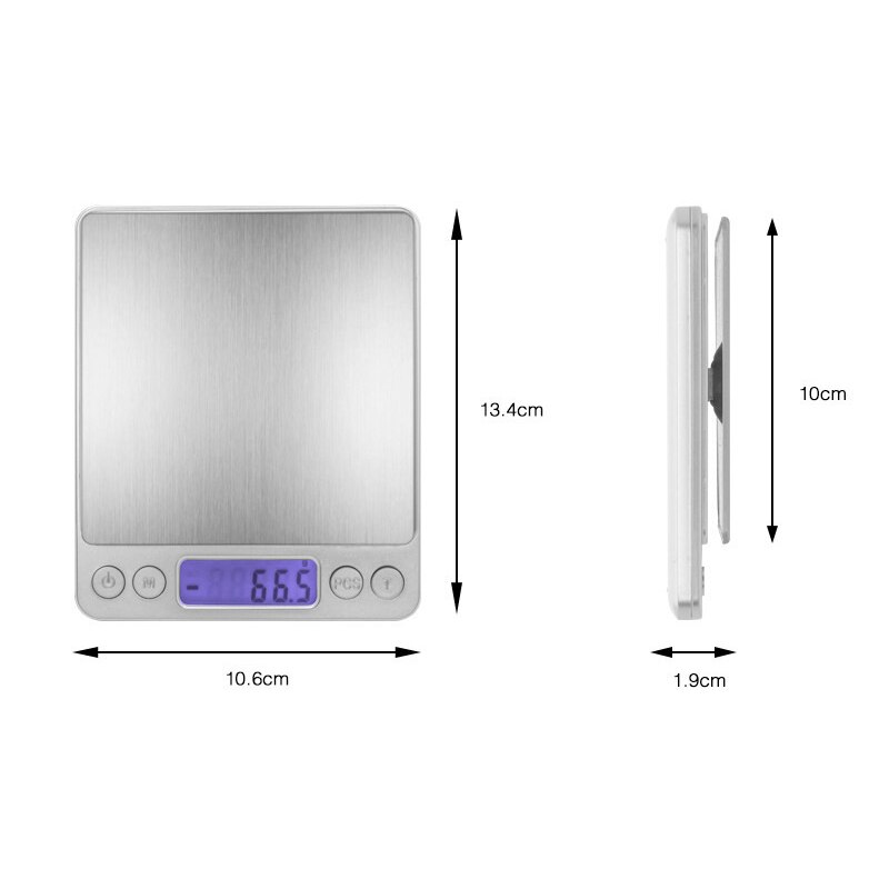 Kitchen Scale Stainless Steel Mini Scale 0.01g / 0.1g Precision LCD Electronic Scale 500G / 3000G Food Scale Gram Weight Scale