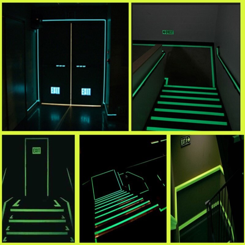 Ruban auto-adhésif lumineux vert, 3m 10m, autocollant d&#39;avertissement lumineux décoratif de scène, lueur dans la nuit