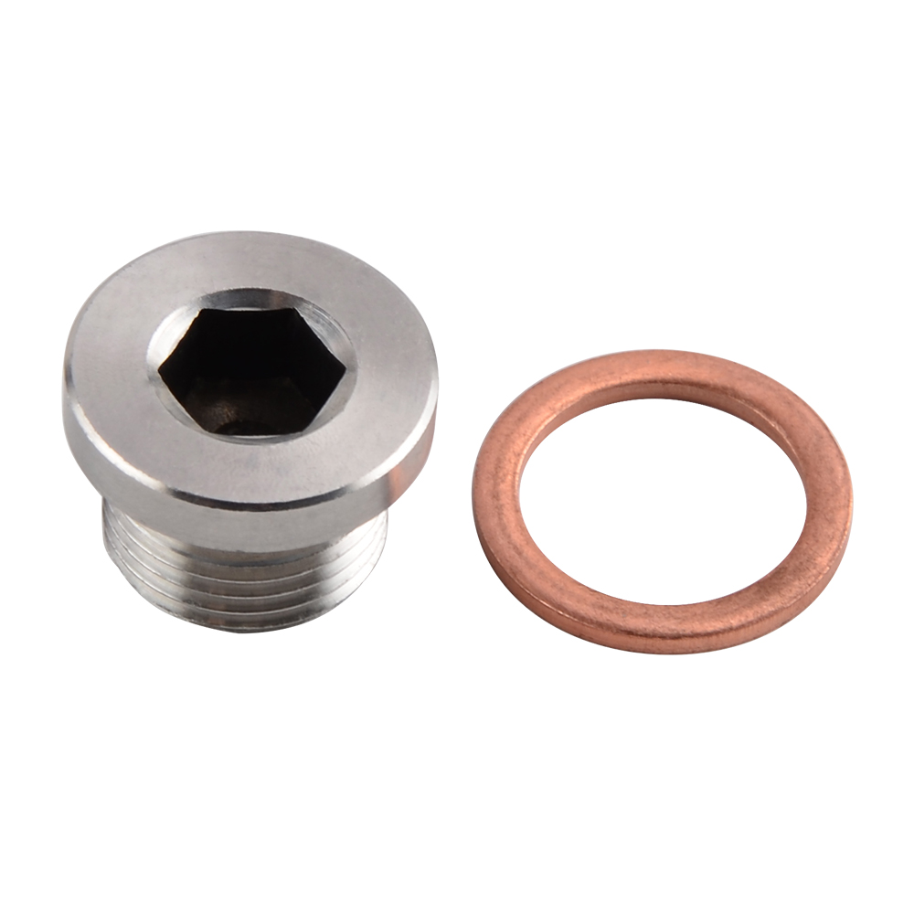 H2CNC M18 x 1.5mm Oxygen o2 Lambda Sensor blanking Plug Cap Stainless Steel Accessories Carbon FOR motorcycles and cars