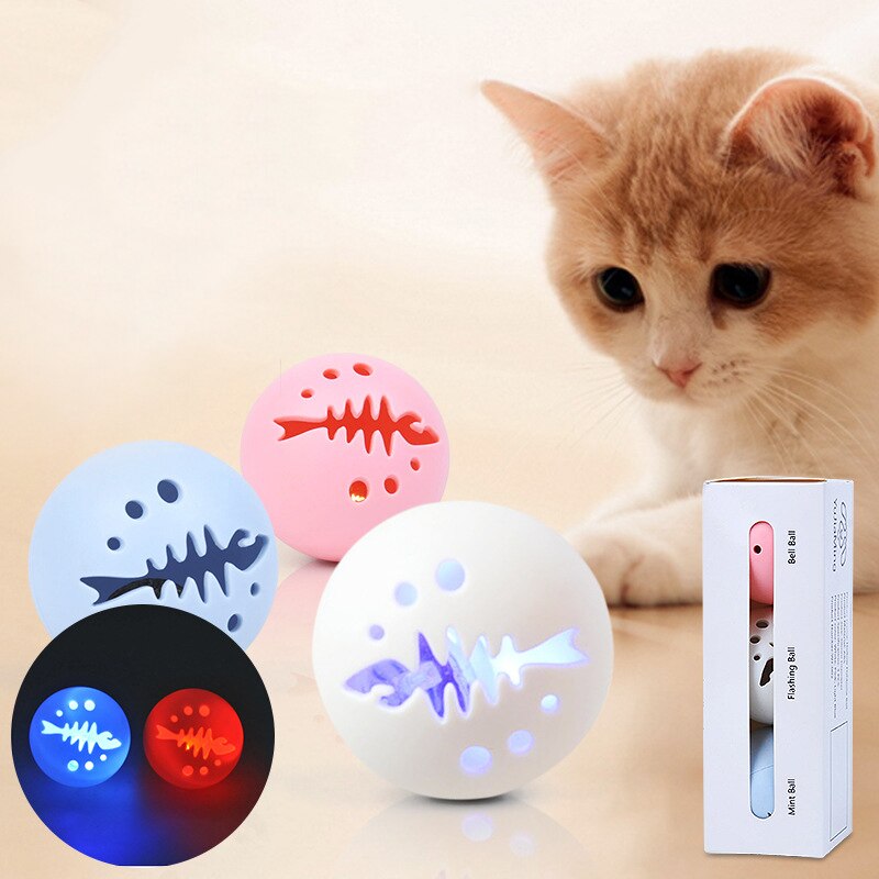 3ps kattekatnip glød klokke kæledyrsforsyning katte spiller legetøj lysende teaser killing interaktiv bold