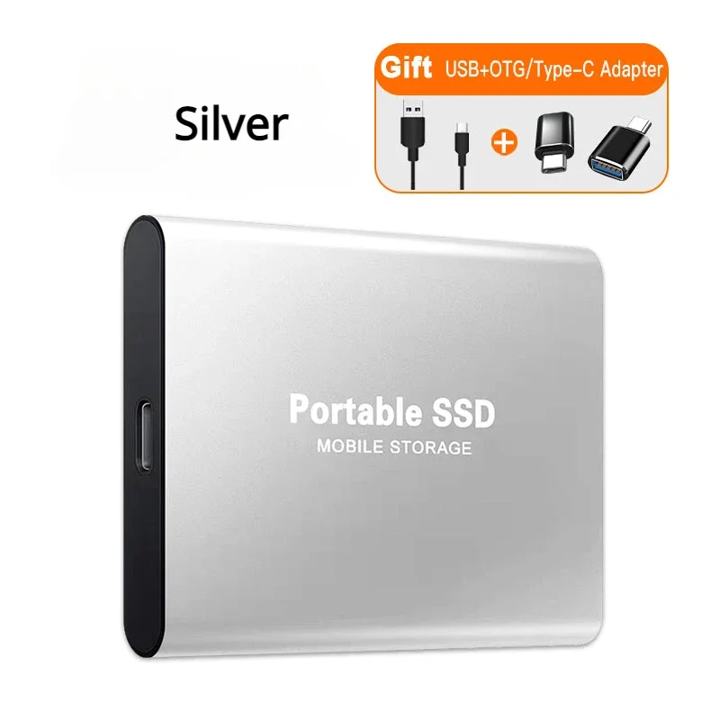 Tragbare SSD 1 TB/2 TB externe Solid-State-Laufwerk USB 3.0/Typ-C-Festplatte Hochgeschwindigkeits-Speichergerät für Laptops/Desktop/Mac/Telefon: WHITE / 0,8 MT