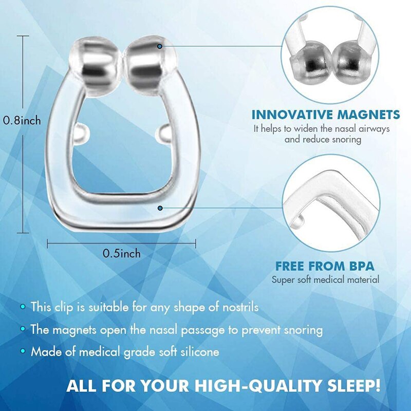 Silicone Magnetic Anti Snore Stop Snoring Nose Clip Sleep Tray Sleeping