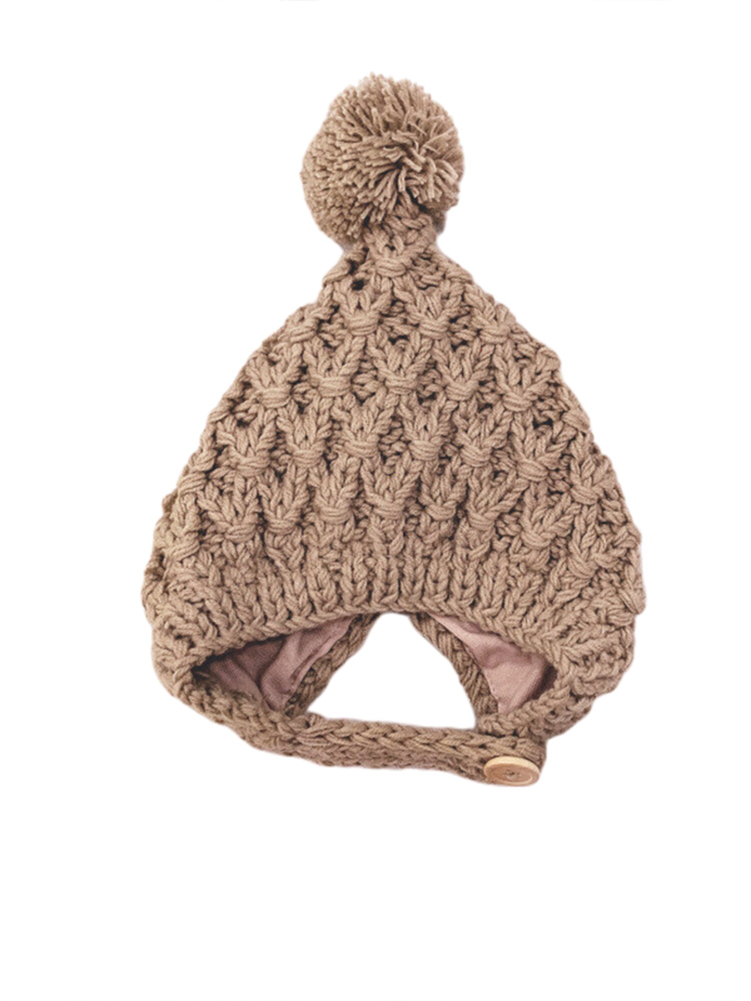 Gorro de lana para bebé, gorro grueso de lana a prueba de viento, Color sólido, Rosa polvoriento, rojo vino, caramelo, Beige y caqui, 3-24 meses: Caqui
