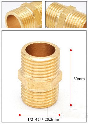 Messing rør sekskantet nippel fitting lynkobling adapter 1/8 1/4 3/8 1/2 3/4 1 bsp han til han gevind vand olie gas stik: 4 hegn