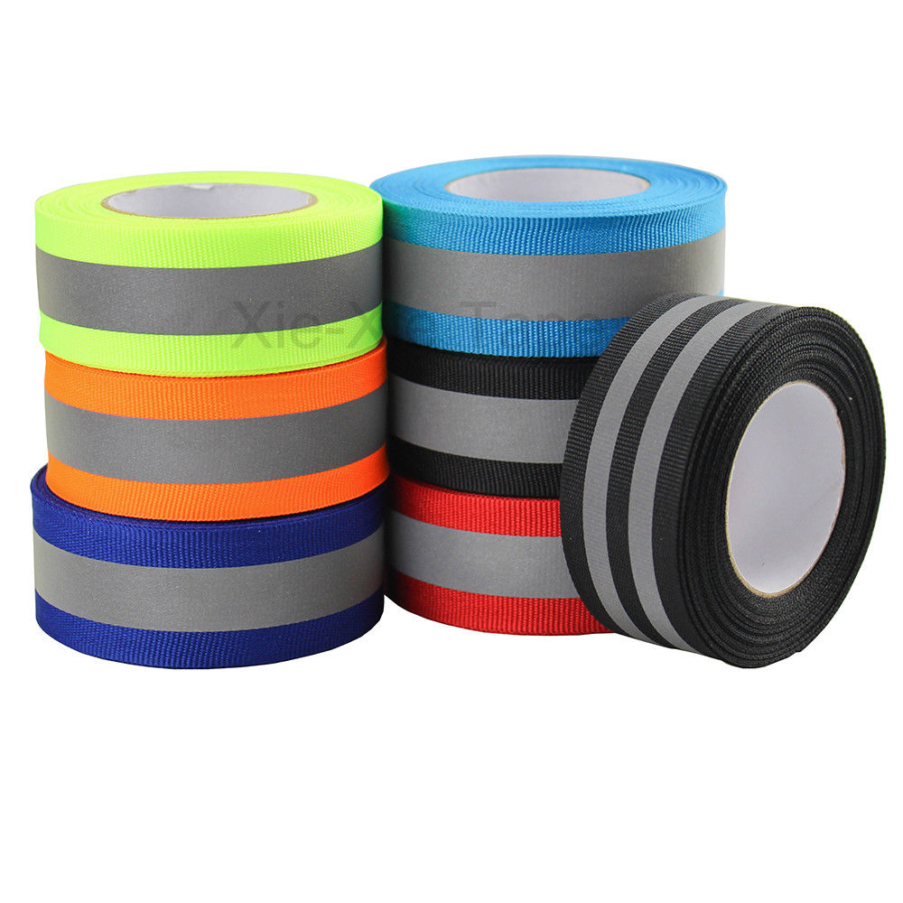 Silver Reflective Webbing Ribbon Fabric Tape For Clothing Sew On 25mm/12mm x 20meters