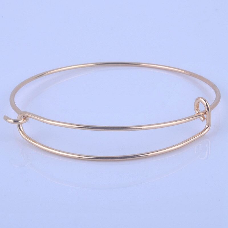 100pcs Metals Gold color Silver color DIY Bangle for Beads or Charms Adjustable Expandable Wire Bracelets Bangles