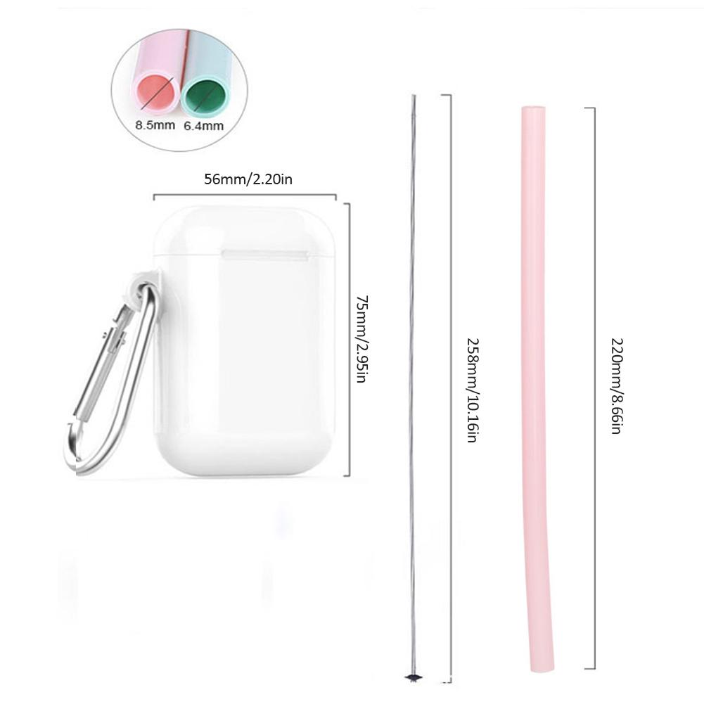 3pcs/set Reusable Silicone Straw Portable Drinking Straws Silicone Straight Tube Straw with Cleaning Brush Storage Box