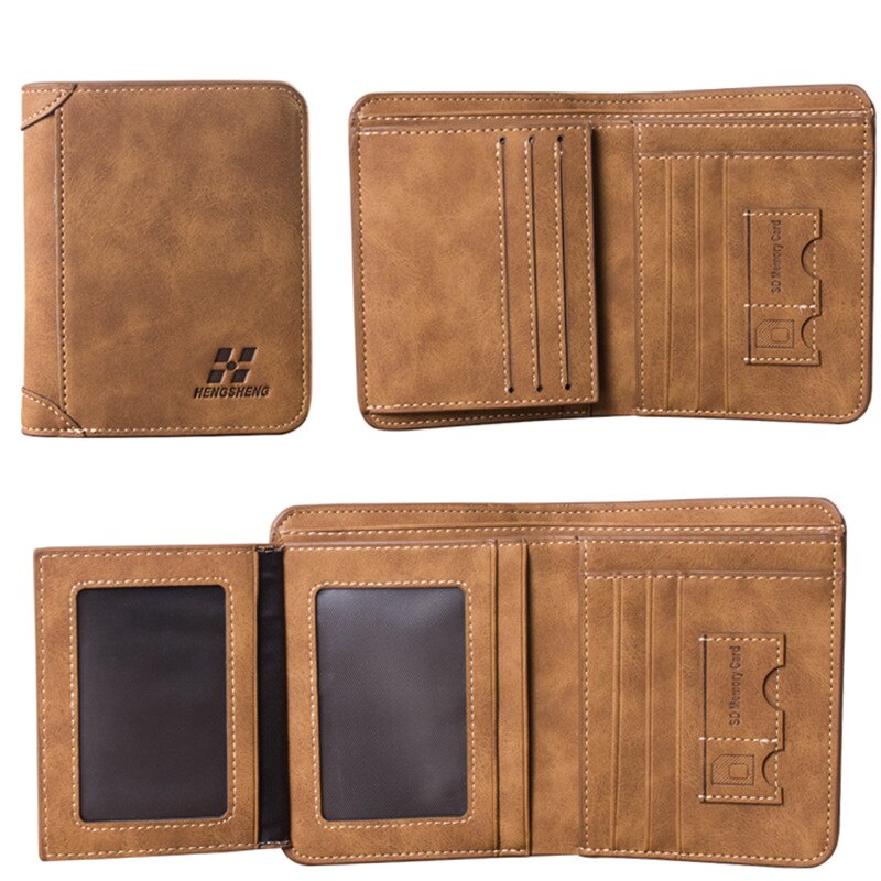 Catei Karrui Men's Wallet Short Frosted Leather Wallet Retro Three Fold Vertical Wallet Youth Korean Multi-Card Wallet