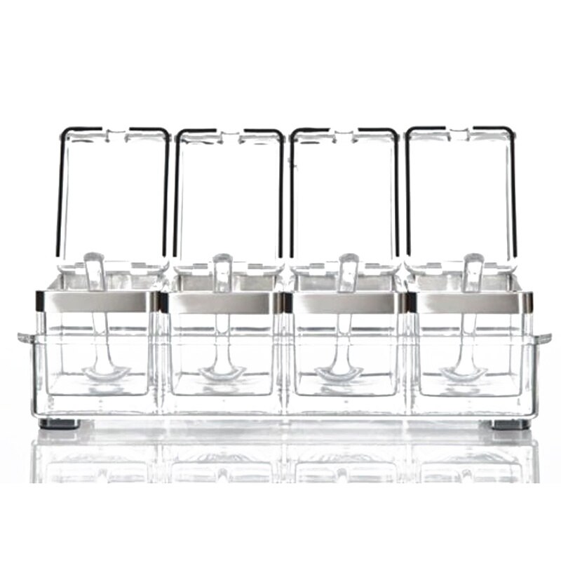 Acrylic Seasoning Box Spice Jar Set Condiment Cruet Bottle Kitchen Supplies