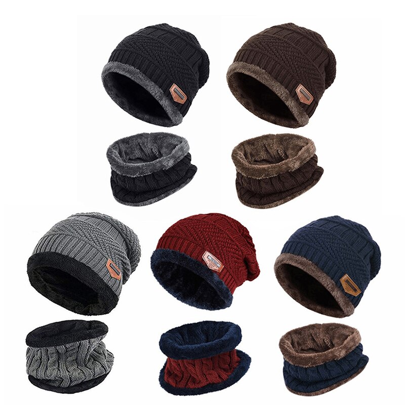 .. Mannen Beanie Muts Sjaal Set Trucker Winddicht Dikke Warme Plus Fluwelen Sjaal Hoed Voor Outdoor Sport Running Riding Skiën