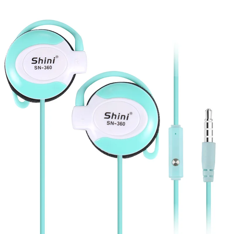Auriculares universales con gancho para la oreja, cascos con micrófono, sonido HD, graves, música con cable, para teléfono, Pc, Mp3, 3,5 Mm: green