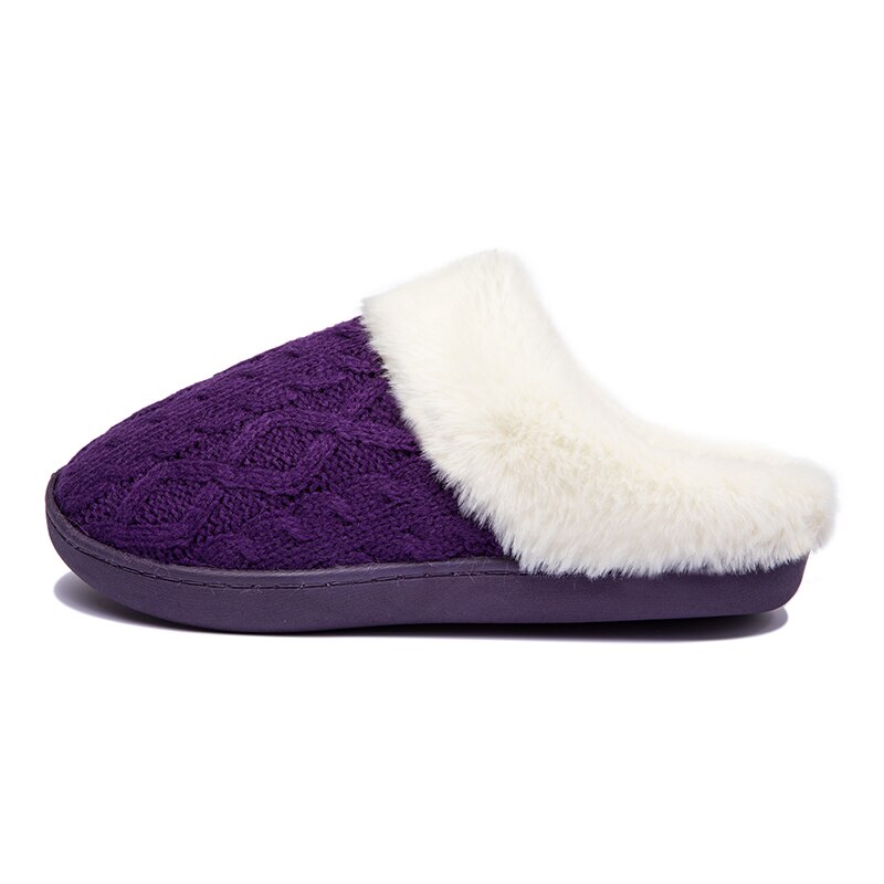 Winter heren pantoffels binnen naaien suède warm thuis zachte pantoffel korte pluche heren casual schoenen antislip liefhebbers pantoffels dames slide: Paars / 35-36