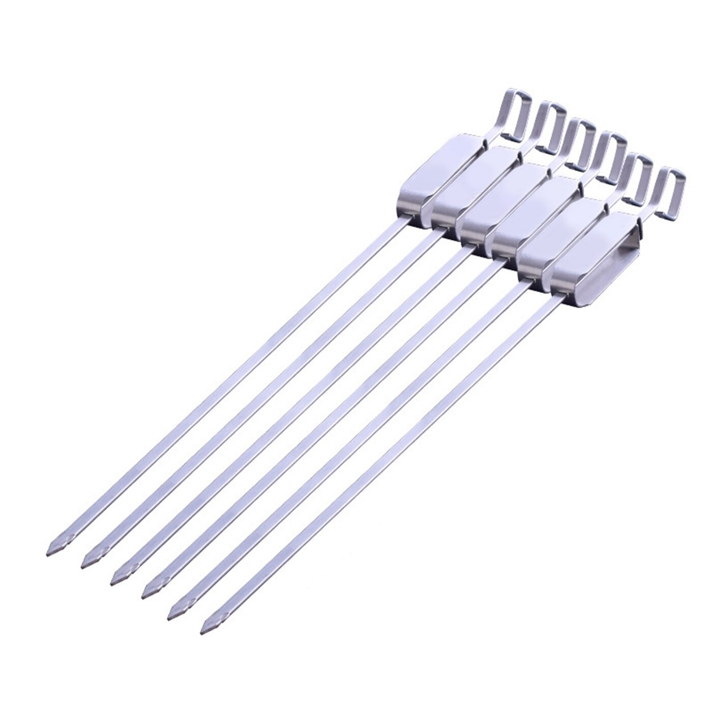 Brochetas reutilizables de acero inoxidable para barbacoa, pinchos para barbacoa, Kebab, palo de acero para acampar, utensilios de cocina, accesorios para carne, herramienta de 6 piezas: Iron Ring