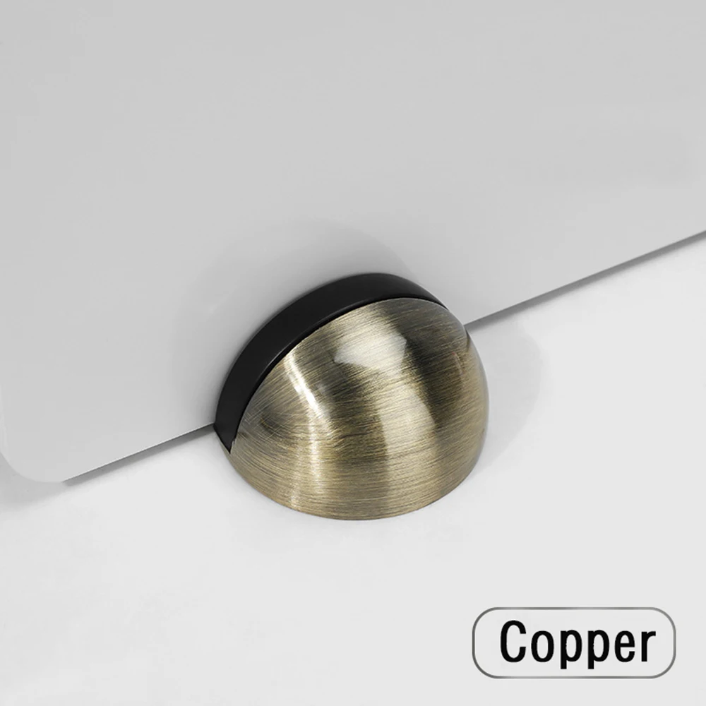 1pc Zinc Alloy Rubber Door Stopper Non Punching Sticker Hidden Door Holder Catch Floor Mounted Nail-free Door Stop Hardware: WHITE