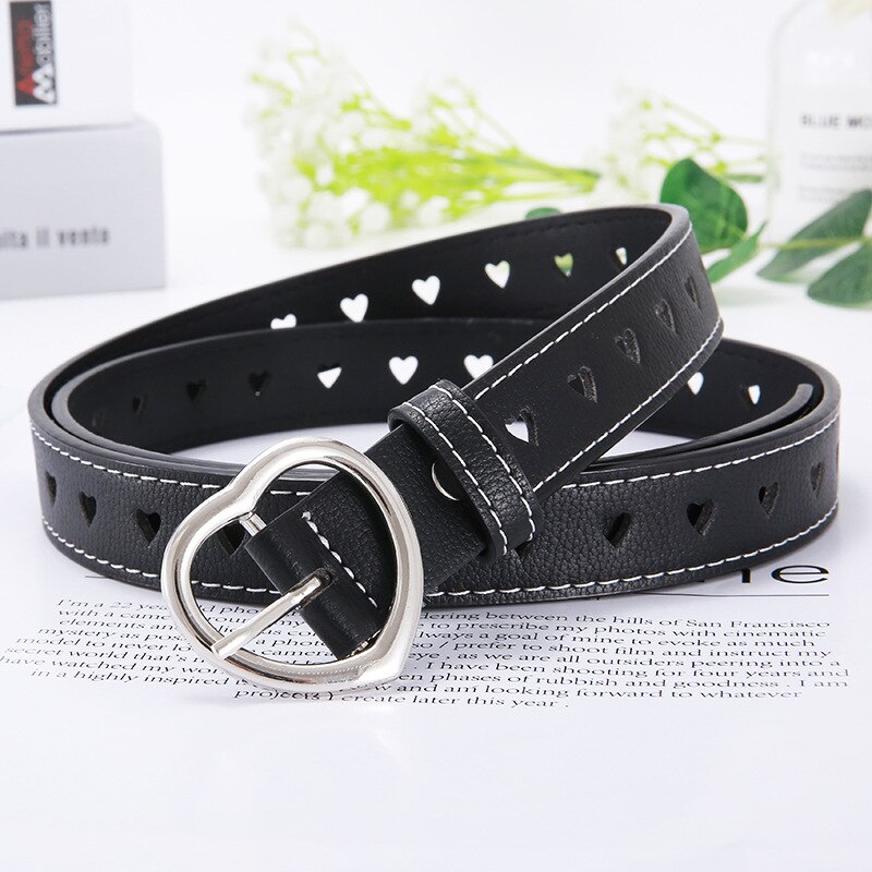Sweetheart Buckle with Adjustable Ladies Luxury Brand Cute Heart-shaped Thin Belt Punk Belts