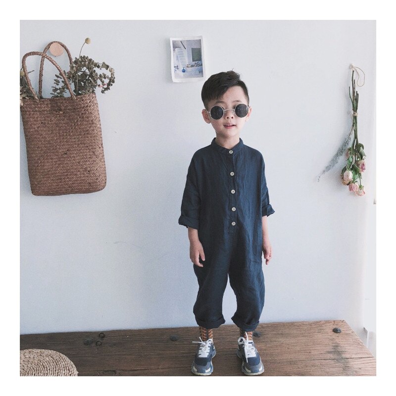 Unisex kinderoveralls babymeisjes jumpsuits katoenen linnen wijde broeken broeken koreaanse stijl kinderkleding meisjesset