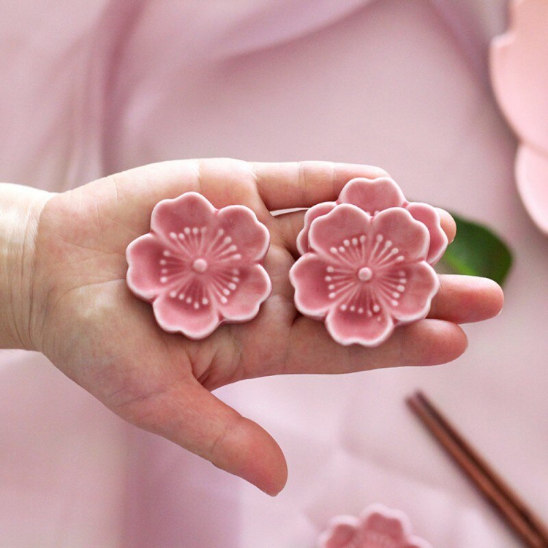 Keramische Sakura Bloesems Eetstokjes Houder Lepel Vork Chopstick Rest Stand Keuken Gereedschap Servies Eettafel Decoratie