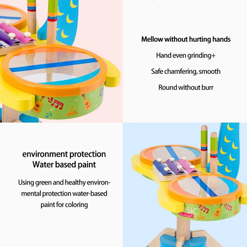 Baby Spielzeug Pfau Trommel Bausatz freundlicher Musical Instrumente Holz Spielzeug für freundlicher Xylophon Spielzeug Hand auf Klavier Schlagzeug