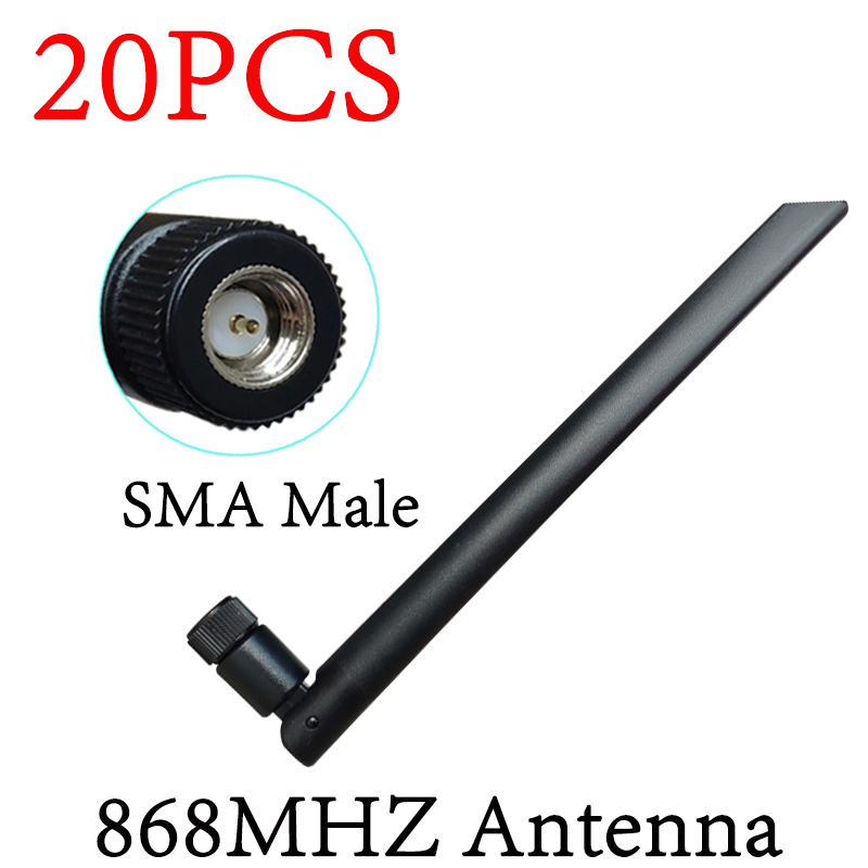 GRANDWISDOM 5/10/20pcs 868mhz antenna 5dbi sma male 915mhz lora antene pbx iot module lorawan signal receiver antena: 20pcs  SMA Male