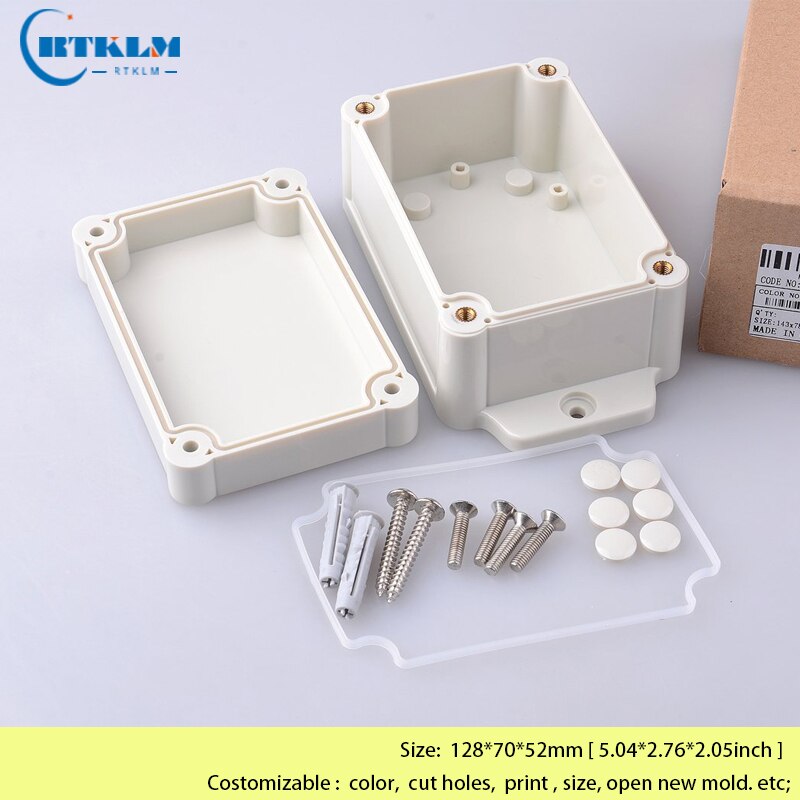 Waterproof junction box Wall mounting plastic electronics project box ABS plastic enclosure DIY outdoor box 128*70*52mm