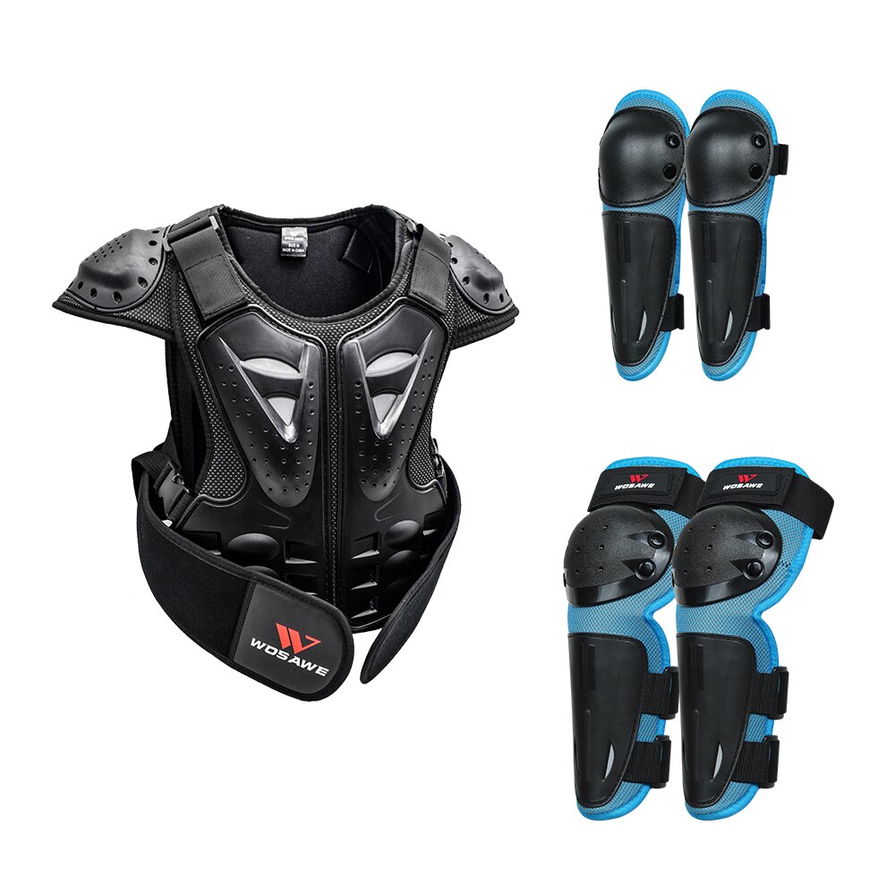 WOSAWE Kids Chest Spine Protector Protective Guard Vest Motorcycle Jacket Child Armor Gear Motocross Skating Knee Protector