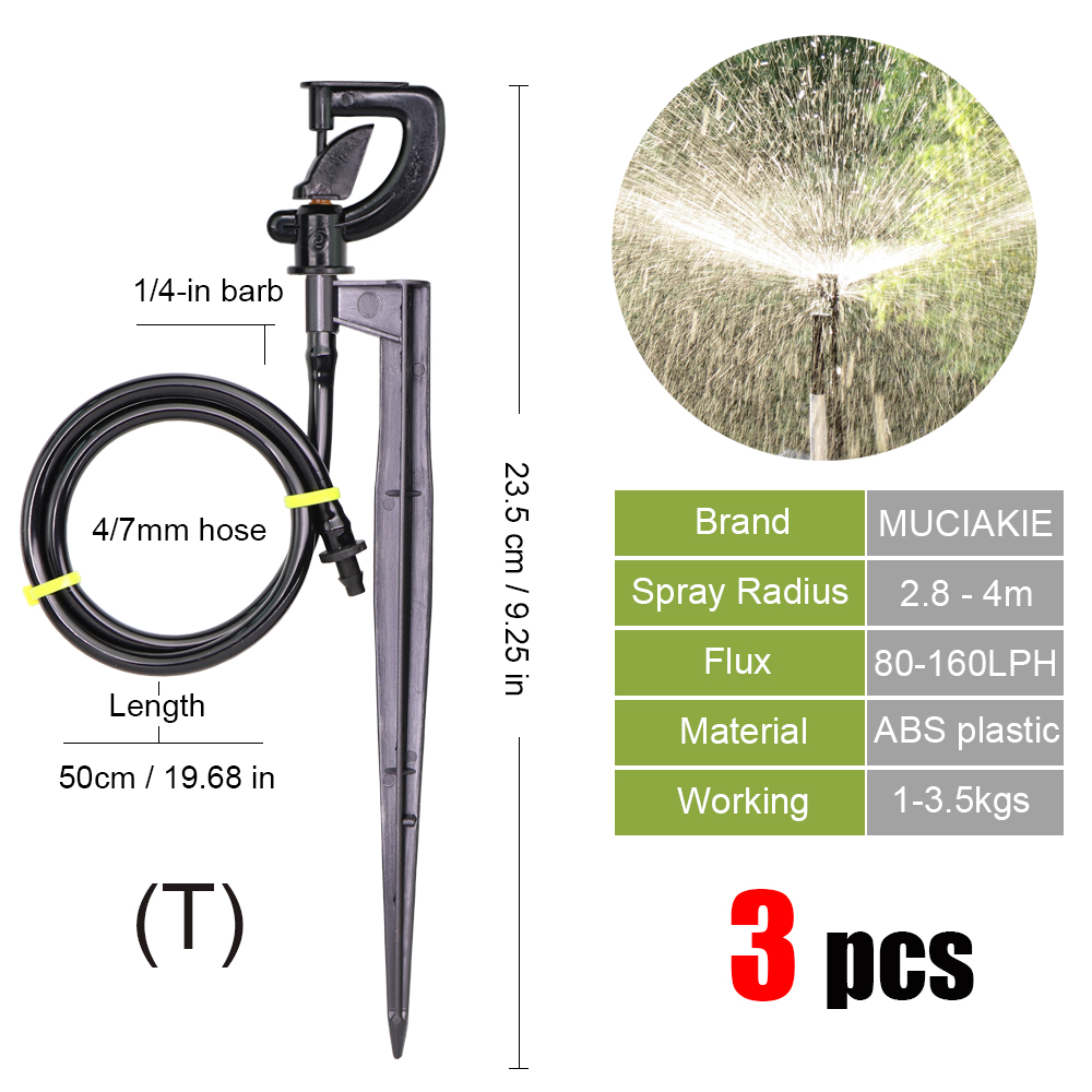 MUCIAKIE-rociadores de jardín con boquilla de nebulización, rociador de riego para jardinería o plantas, 3 uds.: Tx3pcs