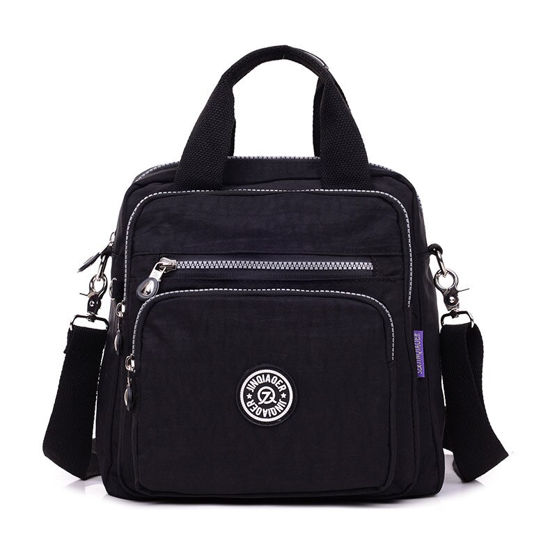 Tas Vrouwen Stijl Waterdichte Nylon Tas Crossbody Tas Mode Mama Schouder Multi-Functionele Rugzak: Black