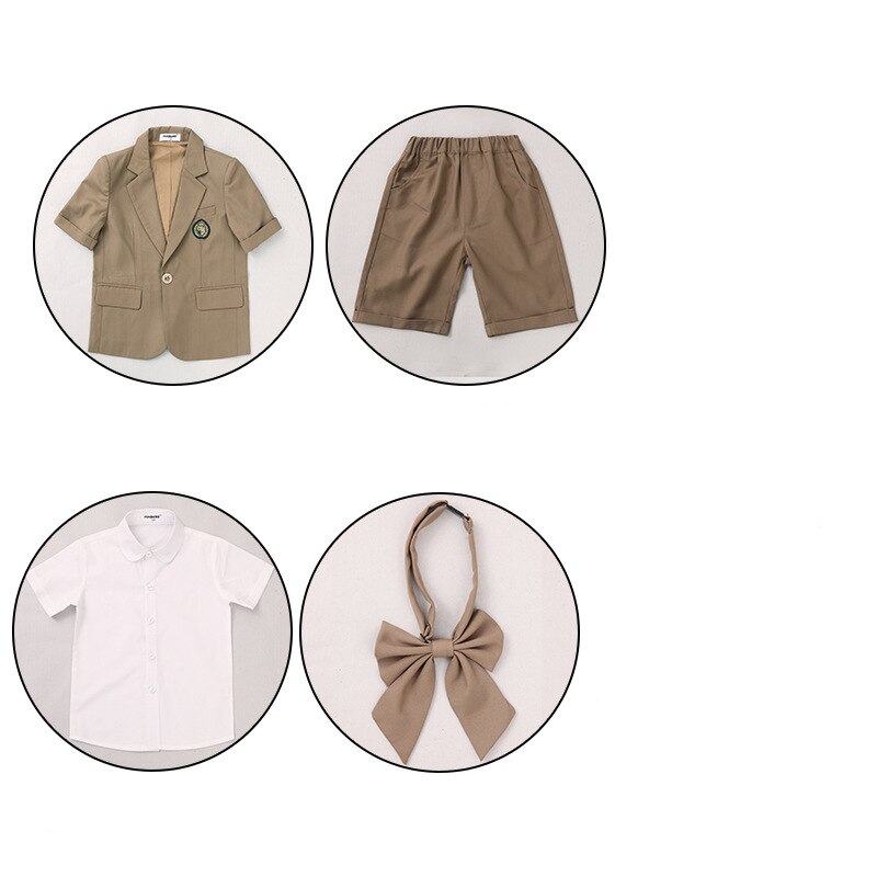 Dzieci mundurek szkolny dziewczyny chłopcy krótki rękaw marynarka płaszcz koszula sukienka szorty ubrania krawat zestaw koreańnarty japońnarty strój studencki: girls zestaw / 110cm height