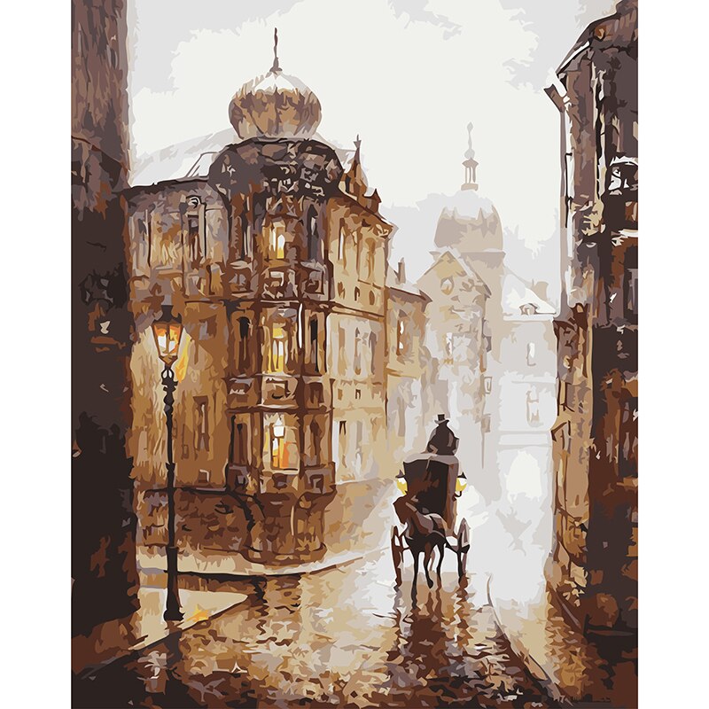 Street Painting By Numbers City Landscape Carriage Painting By Numbers Set Building Painting By Adults Number Scenery Home Decor