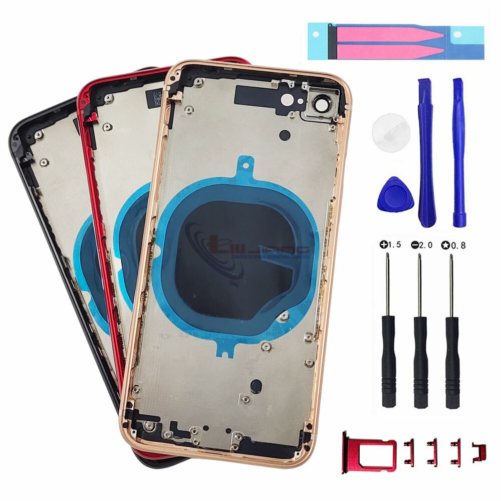 Di alta qualità Della Copertura Posteriore di Vetro Posteriore per il iPhone 8 8 più dell'alloggiamento Della Parte Posteriore del Portello Della Batteria Medio Telaio con l'installazione strumento