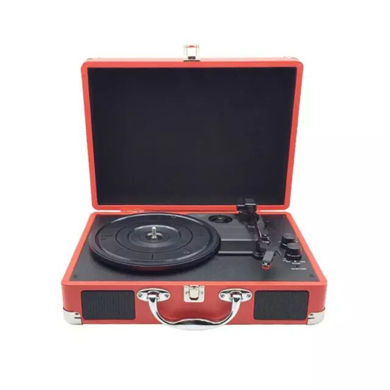 33/45/78 RPM bluetooth Portable Suitcase Turntable Vinyl LP Record Phone Player 3-Speed Aux-in Line-out 100-240V